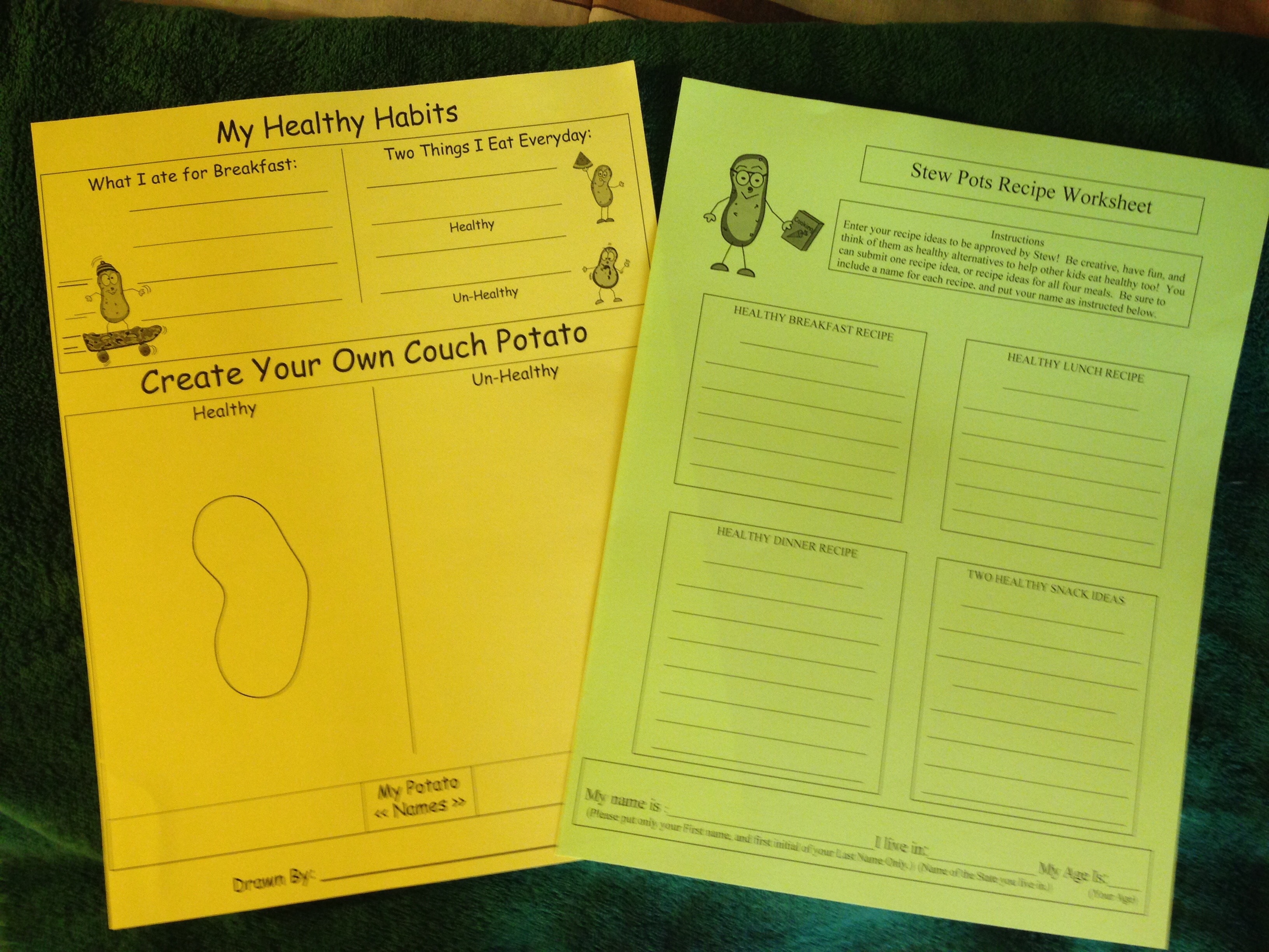 Kids sharing their own healthy recipe ideas worksheet